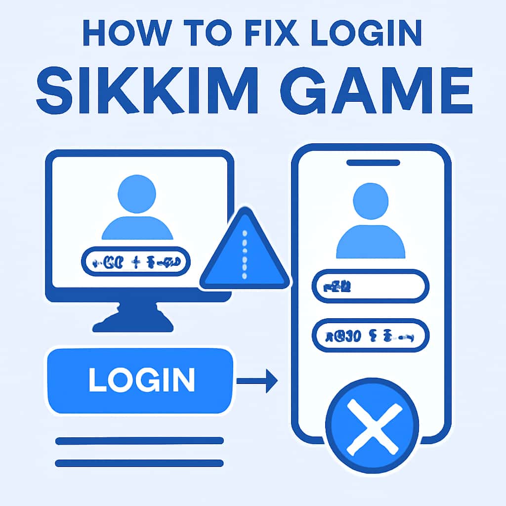 An instructional diagram outlining steps to troubleshoot login issues in Sikkim Game.