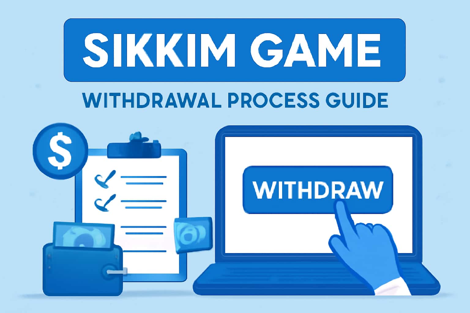 An informational scene depicting the Sikkim Game withdrawal process with a focus on clarity and guidance.